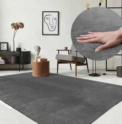 The Carpet Tapis uni antidérapant lavable Anthracite - 300 x 400 cm - RELAX* Tapis Intérieur|Tapis Pour Chambre