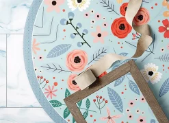 Tulup Tapis vinyl rond pour la salle à manger fi100 cm Facile d'entretien Fleurs des prés* Tapis Pour Cuisine