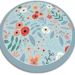 Sale Tulup Tapis vinyl rond pour la salle à manger fi150 cm Facile d'entretien Fleurs des prés