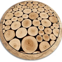 Tulup Tapis vinyl rond pour le salon fi120 cm Facile d'entretien Coupe transversale du tronc* Tapis Pour Cuisine