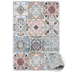 Best Tulup Tapis vinyle pour l'entrée 140x210 cm Facile d'entretien Carreaux portugais