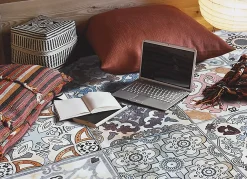Best Tulup Tapis vinyle pour l'entrée 140x210 cm Facile d'entretien Carreaux portugais