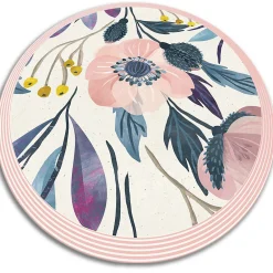 Best Tulup Tapis vinyle rond pour l'entrée fi110 cm Facile d'entretien Fleurs