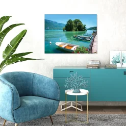 Clearance Dada Art Toile imprimée Lac d'Annecy montée sur châssis bois en pin 60x80 cm