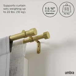 Sale Umbra Tringle à rideaux double en acier laiton Cappa Longueur réglable de 168 à 305 cm