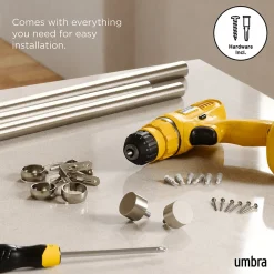 New Umbra Tringle à rideaux en métal nickel Cappa Longueur réglable de 168 à 305 cm
