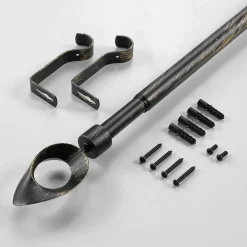 Discount Douceur D'Intérieur Tringle extensible en kit patiné or (120-210 cm - Noir)