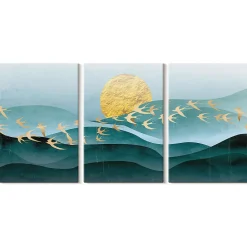 Wallfluent Trio de Tableaux Décoratifs 40x60 cm Paysages Abstraits De Coucher De Soleil Bords Imprimés* Tableau Déco