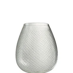Clearance J-Line Vase à carreaux en verre transparent 26x26x32 cm