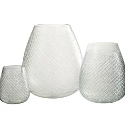 Clearance J-Line Vase à carreaux en verre transparent 26x26x32 cm