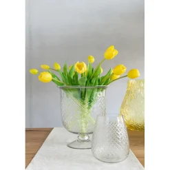 Clearance J-Line Vase à carreaux en verre transparent 26x26x32 cm