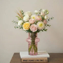 Clearance Decostars Vase anneau en verre rose clair 20cm