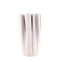 New Ornami Vase blanc en céramique plissé 3D 28cm