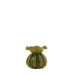 New Decostars Vase boule plissé en verre opaque 11cm