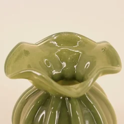 New Decostars Vase boule plissé en verre opaque 11cm