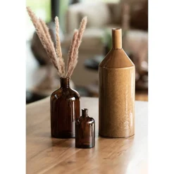 Sale J-Line Vase bouteille en céramique marron 14x14x42 cm