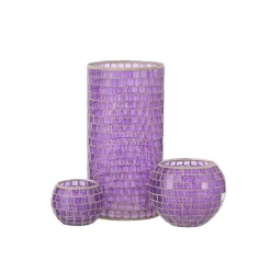 Discount J-Line Vase cylindrique mosaiques en verre mauve 15x15x29 cm