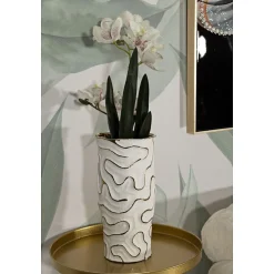 Mauro Ferretti Vase en céramique blanche 16x32.5 cm* Vase Décoratif