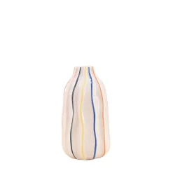 Clearance Ornami Vase en céramique blanches lignes colorées 17cm