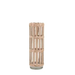 New Ornami Vase rond en verre et fibres naturelles 19,7cm