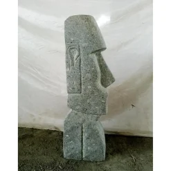 Wanda Collection Visage moaï allongé en pierre 60 cm* Statue Décorative