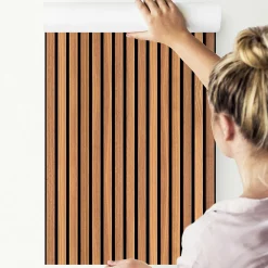 Discount Muralo Vlieseline Papier Peint LAMELLES Imitation Bois Pour Salon 53cm x 300cm