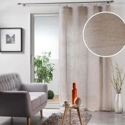 Outlet Douceur D'Intérieur Voilage à anneaux 140 x 240 cm Voile tissé Milza Noisette