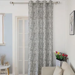 Discount Dylrev Voilage à œillets imprimé feuillage gris L.240 x l.140cm