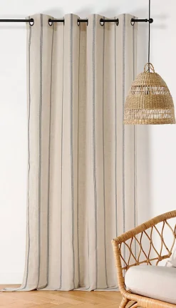 Linder Voilage à œillets poly-lin Sarah l.145 x H.260 cm rayé beige* Voilage