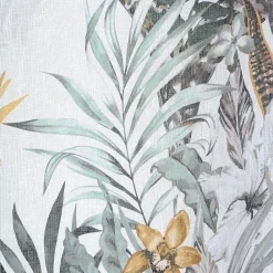 Online Dylrev Voilage à œillets étamine broderie feuillage vert kaki L.240 x l.140cm