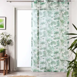 Best Douceur D'Intérieur Voilage a oeillets 140 x 240 cm voile sablé imprimé Amazonia Vert