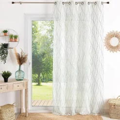 Best Home Maison Voilage brodé motif vagues et pois (140x240 cm - Bleu)