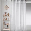 Online Home Maison Voilage en Etamine avec Rayures Verticales (140x260 cm - Gris clair)