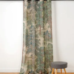 Linder Voilage en lin à motif forêt (150x250 cm - Vert)* Voilage