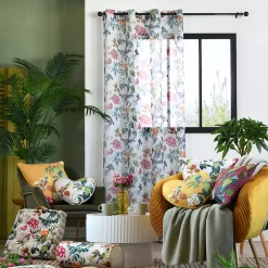 Lovely Casa Voilage feuillage et oiseau (140x260 cm - Vert foncé)* Voilage