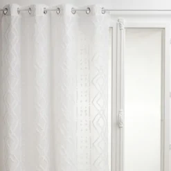 Atmosphera Voilage Jacquard "Sama" tamisant 140 x 240 cm - Blanc