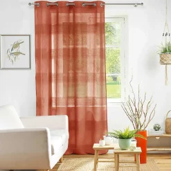 Best Douceur D'Intérieur Voilage rayé fils chenille - Effet lin (140x240 cm - Terracotta)