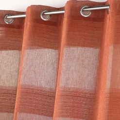 Best Douceur D'Intérieur Voilage rayé fils chenille - Effet lin (140x240 cm - Terracotta)