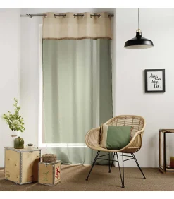 Clearance Douceur D'Intérieur Voilage sablé et vert kaki - 140x240cm - Vert kaki