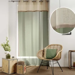 Clearance Douceur D'Intérieur Voilage sablé et vert kaki - 140x240cm - Vert kaki