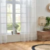 Outlet Atmosphera Voilage tissé lignes horizontales "Indi" 140 x 240 cm - Blanc