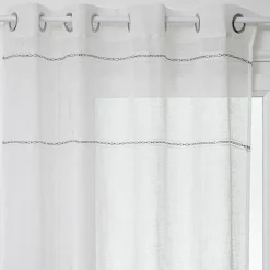 Outlet Atmosphera Voilage tissé lignes horizontales "Indi" 140 x 240 cm - Blanc