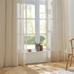 Atmosphera Voilage tissé sablé "Sab" 140 x 240 cm - Lin* Rideau Tamisant