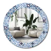 Best Wallfluent XXL Miroir Rond Cadre Verre fi100 cm Motif Arabe Bleu Décoration Murale Premium Sécurisé